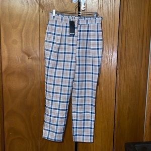 Plaid paperbag pants
